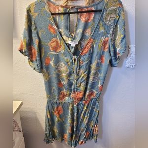O'Neill romper, blue with flowers, salt life, beach, summer vibes,summer, romper